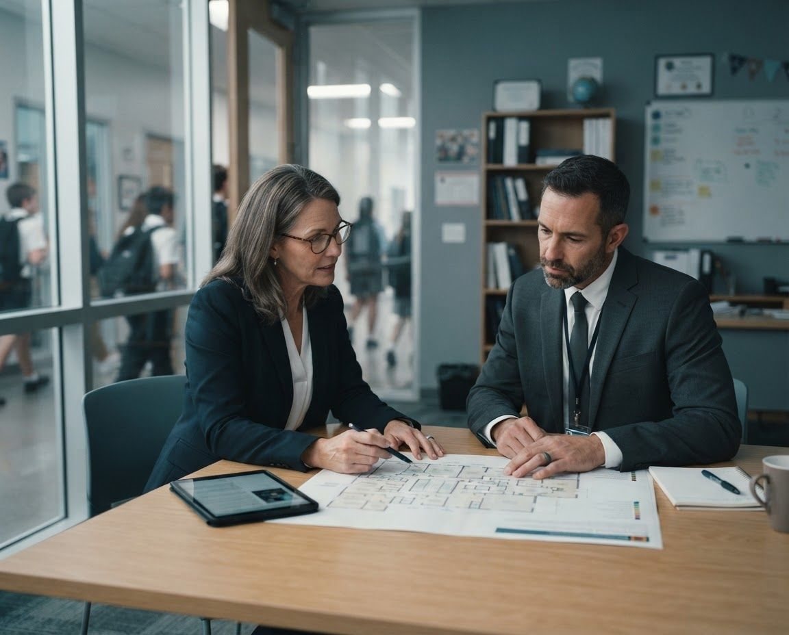 Security manager meeting with a school principal