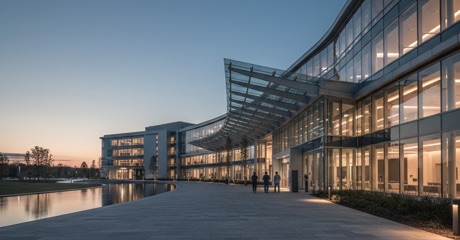 Hospital entrance secured at night