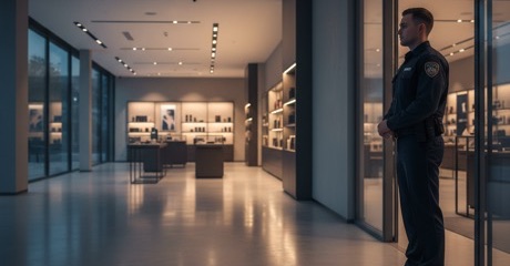 Security officer patrolling a retail store