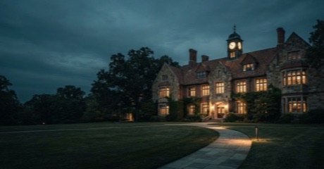 School campus at night